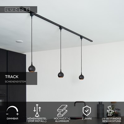 Lucide TRACK FAVORI Pendelleuchte - 1-Phasen Stromschiene / Schienensystem - 1xGU10 - Schwarz (Verlängerung)